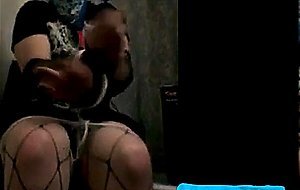 Self bondage for goth boy