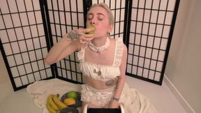 ASMR cute girl eating huge banana - Mia Delphy