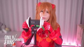 Evangelion Asuka ASMR cum drip ear licking mouth sounds roleplay