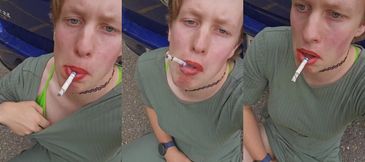 Cute Ladyboy Smoking and Masturbating Publicly with a Big Dick