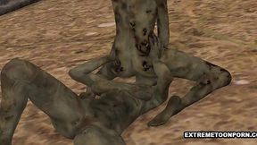 Horny 3D Zombie Lesbos Gettin' Freaky in Cartoon Action