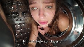pov: step sister stuck in the washing machine. i put my dick in her virgin ass. squirting from anal