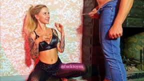 Latex Fetish Step Sister gets pissed on face and tits, Sucks Cock Deep, Rides Hard &amp; Takes Heavy Close Up Facial