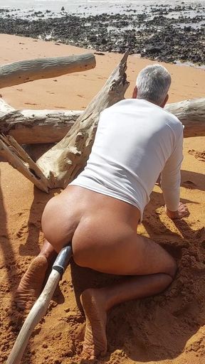 Ladysilva breaking into her hot ass with a big thick cock on the beach