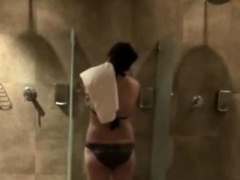 Gorgeous milfs in a public shower room