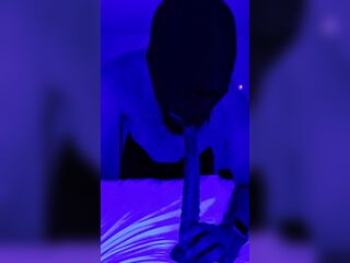 Legend gags down 11in tentacle vibrator in blacklight