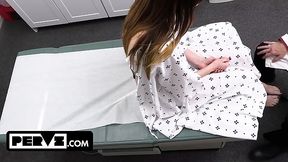 Horny doct bangs nurse Cassie Del Isla and patient Lana Smalls on the examination table