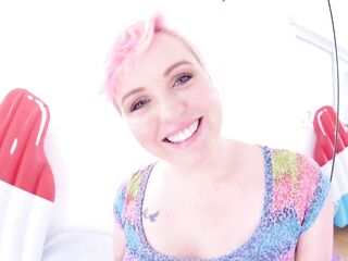 CAROLINE CROSS aka MILEY MAY Cute Cubby Golden-haired Coed Biggest Ramrod POV Oral pleasure and Cum Drink