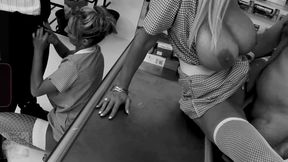 Busty Blondes Fuck Two Lucky Customers in the Sexshop