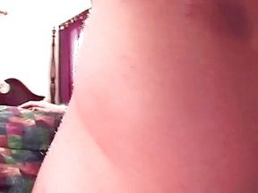 Brunette babe strips sensually then gets ass pounding and cream pie