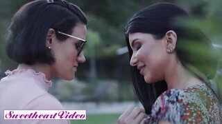 Brunettes have sex toys for lesbian pussy-penetration