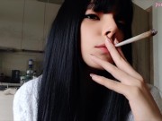 Goth Babe Smoking in bathrobe (full vid on my 0nlyfans/ManyVids)