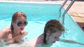 Underwater Lesbian Strap on Sex