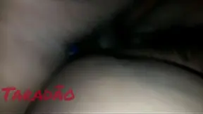 Black woman drinking milk from her anus.