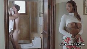 Black Valley Girls - Curvy black teen babe on thick white dick