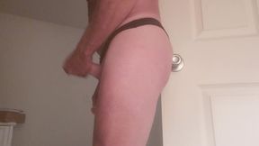 Anal play in my black satin thong.