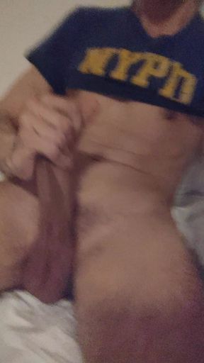 Handjob After Work Circumcised Cock