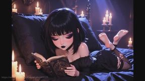 Goth Girl Reading Barefoot