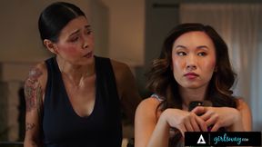 GIRLSWAY - Frustrated MILF Landlady Dana Vespoli Walks Around Naked To Evict Tenant Kimmy Kimm