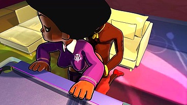 3d cartoon college big booty teen gets DJ to worship her ass