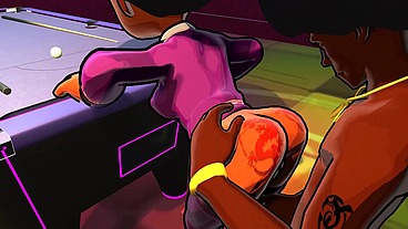 3d cartoon college big booty teen gets DJ to worship her ass