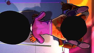 3d cartoon college big booty teen gets DJ to worship her ass