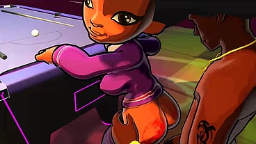 3d cartoon college big booty teen gets DJ to worship her ass