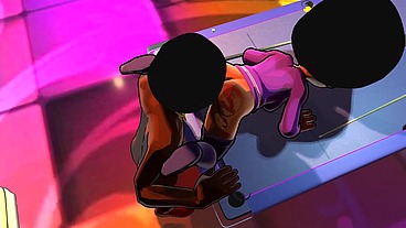 3d cartoon college big booty teen gets DJ to worship her ass