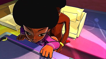 3d cartoon college big booty teen gets DJ to worship her ass