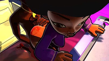 3d cartoon college big booty teen gets DJ to worship her ass