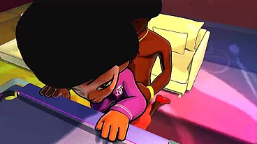 3d cartoon college big booty teen gets DJ to worship her ass
