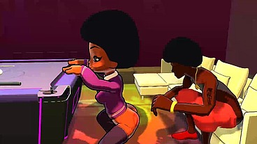 3d cartoon college big booty teen gets DJ to worship her ass
