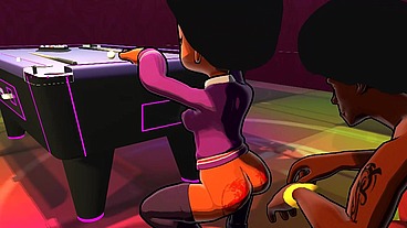 3d cartoon college big booty teen gets DJ to worship her ass