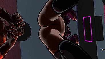 3d cartoon college big booty teen gets DJ to worship her ass