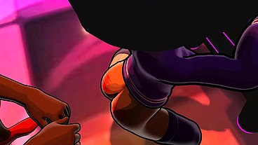 3d cartoon college big booty teen gets DJ to worship her ass