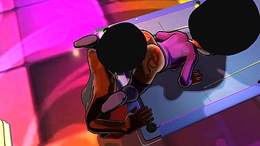 3d cartoon college big booty teen gets DJ to worship her ass