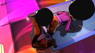3d cartoon college big booty teen gets DJ to worship her ass