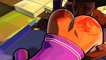 3d cartoon college big booty teen gets DJ to worship her ass