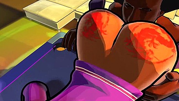 3d cartoon college big booty teen gets DJ to worship her ass