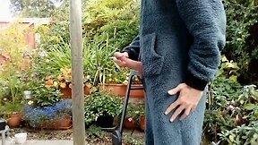 Rockardglans outdoor onesie wank and cum show for neighbors