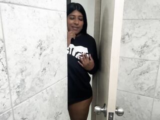 Large butt stepdaughter gets banged in the shower by her stepdad&#039;s large dong