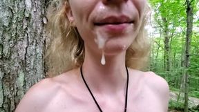 CUM FUCKING HOT .. Amateur Teen Slut Sarah Evans Gets Public Facial at Local Swimming Spot.