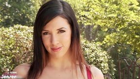jelena jensen strips off! she plays with her tits & cunt outdoors!