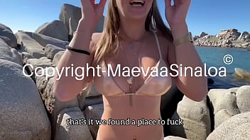 French slut Maevaa Sinaloa gets barebacked on Corsica beach