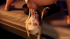 BDSM Bondage 3D Porn - Busty Blonde Deepthroat Facefuck