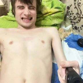 handjob man selfie stick cum in face