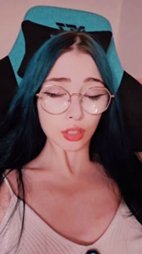 Moaning with vibrator in pussy