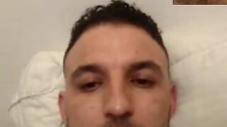 Hot sporty guy wank off and finger his backside in videocall