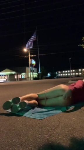 Wild risky outdoor anal dildo sexy sissy exhibitionist