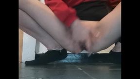 Scottish babe squirting over leaves a puddle on the floor.pm for full video.Creamy squirting orgasm